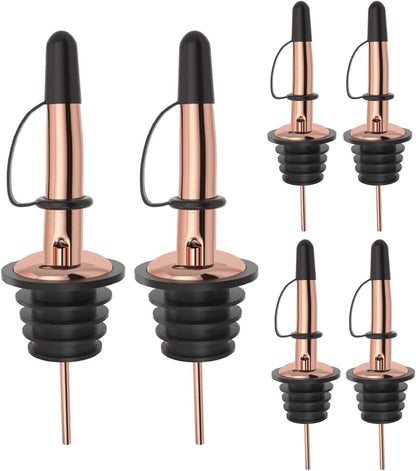Pafusen 6 Pack Liquor Bottle Pourers, Liquor Pour Spout for Liquor Bottles, Stainless Steel Olive oil Dispenser Spout, Alcohol Pourer Spouts Dust Caps Covers Fixed, Sliver