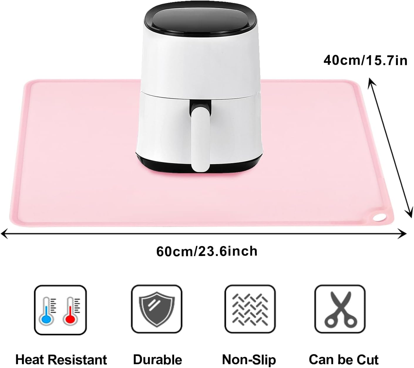 Standard Silicone Mat,Black Baking Mat-Food Grade Kids Dinner Table Placemat Non Slip Counter Mat with Raised Edges Heat Resistant Mat for Air Fryer Nonstick Pastry Dough Mat(1 Pack 23.6'' x 15.7'')