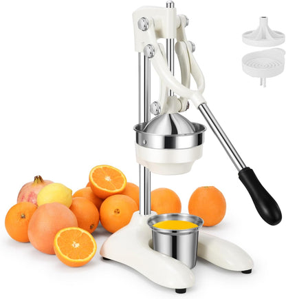 TONGCHANT Manual Juicer, Heavy Duty Cast Iron Juicer | Hand Press Juicer for Orange Lemon Lime Pomegranate & Citrus Fruits, High Leverage for Easy Juicing, Stainless Steel Cup, Easy to Clean, Black