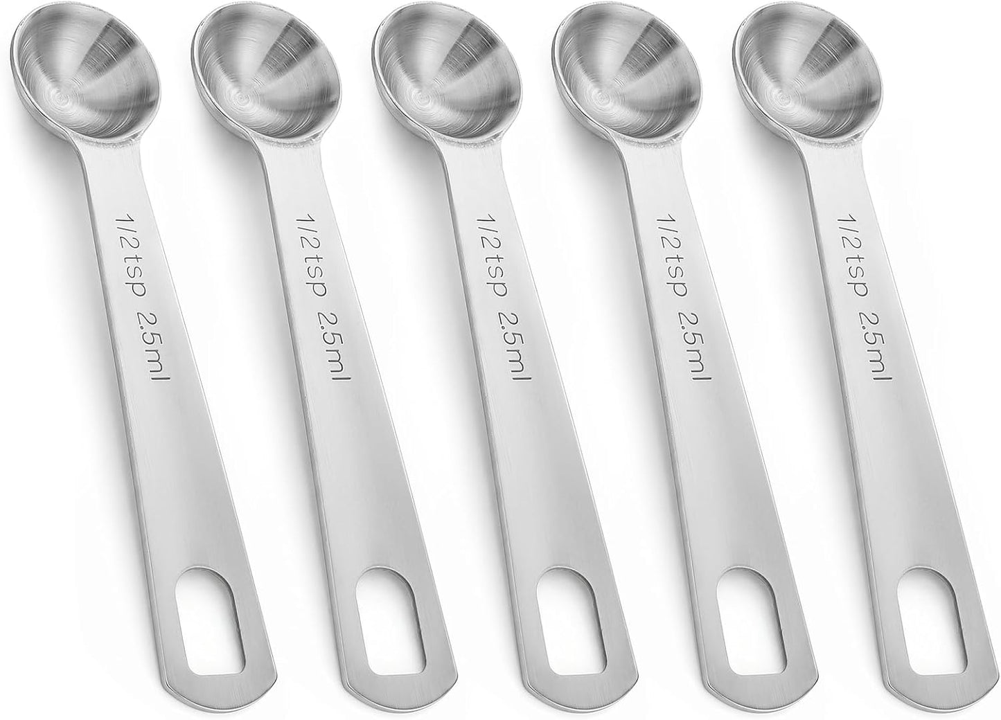 1/2 Teaspoon Measuring Spoons, 3Pcs Stainless Steel Short Design Kitchen Tools for Precise Cooking Baking Spices Measurement, 2.5ml