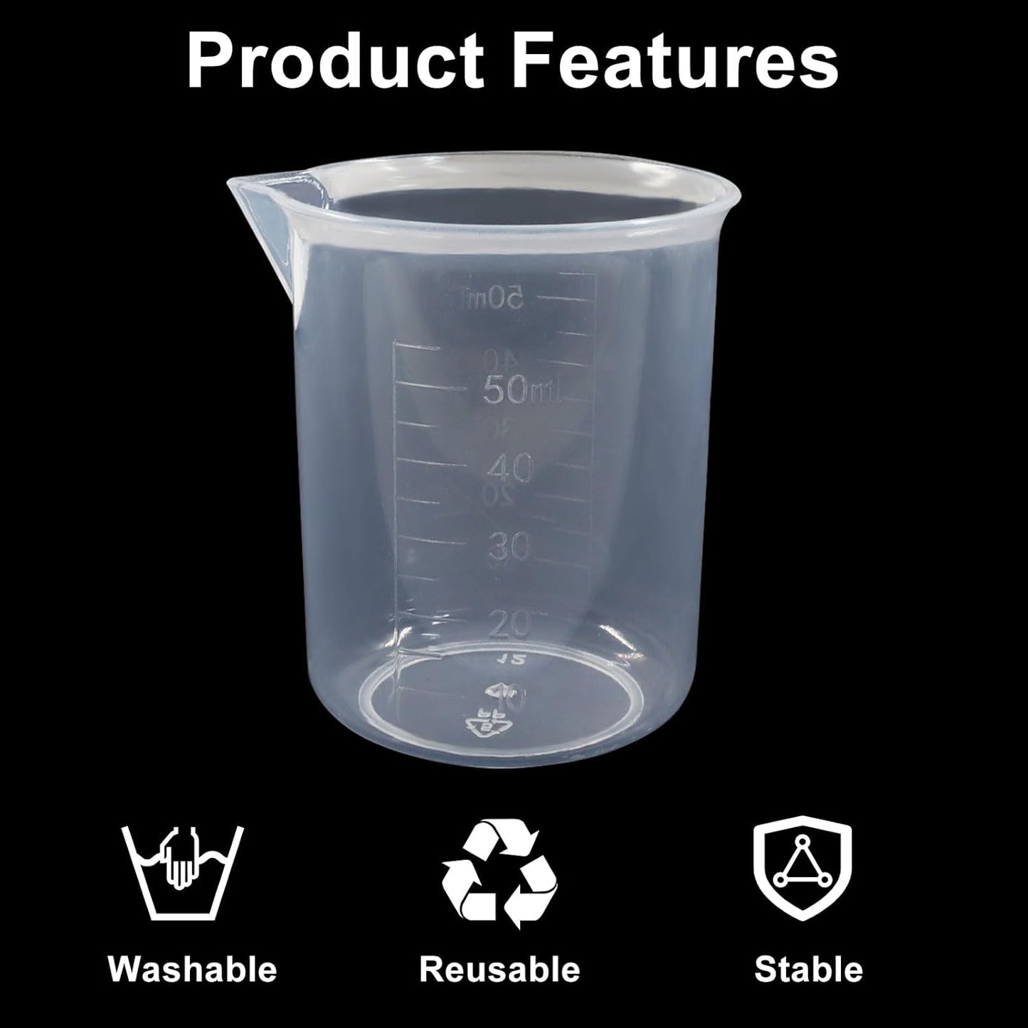 4 Pcs 50ml / 100ml /150ml /300ml Capacity Clear Measuring Cup, Transparent Lab Liquid Mixing Cups, Plastic Graduated Beakers for Kitchen Cooking Medicine Measure Tool