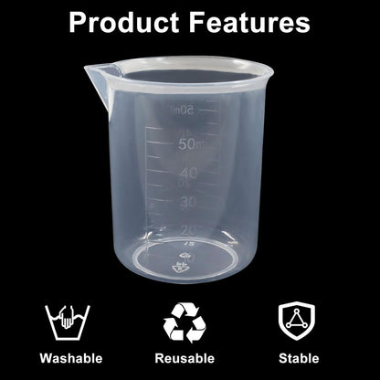 4 Pcs 50ml / 100ml /150ml /300ml Capacity Clear Measuring Cup, Transparent Lab Liquid Mixing Cups, Plastic Graduated Beakers for Kitchen Cooking Medicine Measure Tool