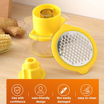 Corn Cob Stripper Tool with Bowl & Comfort Grip - 2-in-1 Kernel Cutter and Grater for Garlic Ginger, Corn Peeler and Grinder Set with Container, Easy Corn Kernel Remover