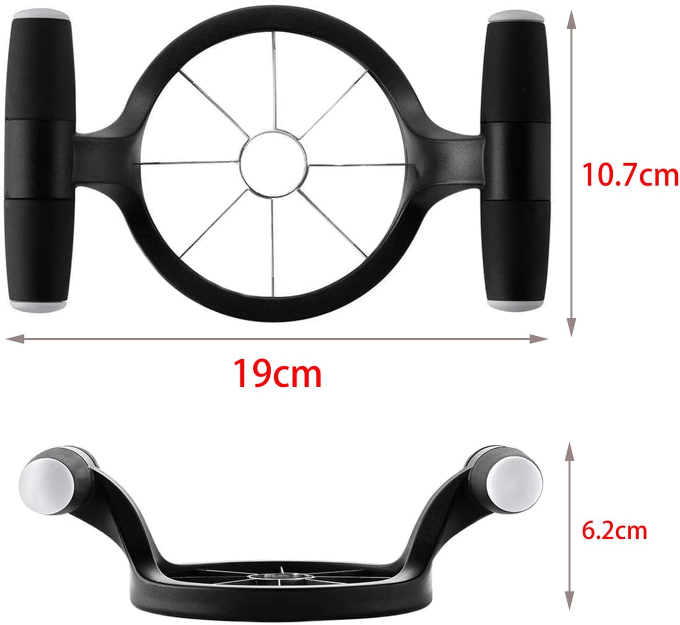 Apple Slicer, 7.5 Inch Extra Large Apple Cutter, 8-Blade Stainless Steel Fruit Slicer, Anti-Slip Rubber Handle for Pears, Potatoes, Tomatoes, Onion