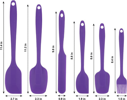 Silicone Spatulas Set of 6, Rubber Spoon Spatula Heat Resistant Spoonula One Piece Design Seamless Spatula Non-Stick Scrapers Baking Mixing Tool (Black)