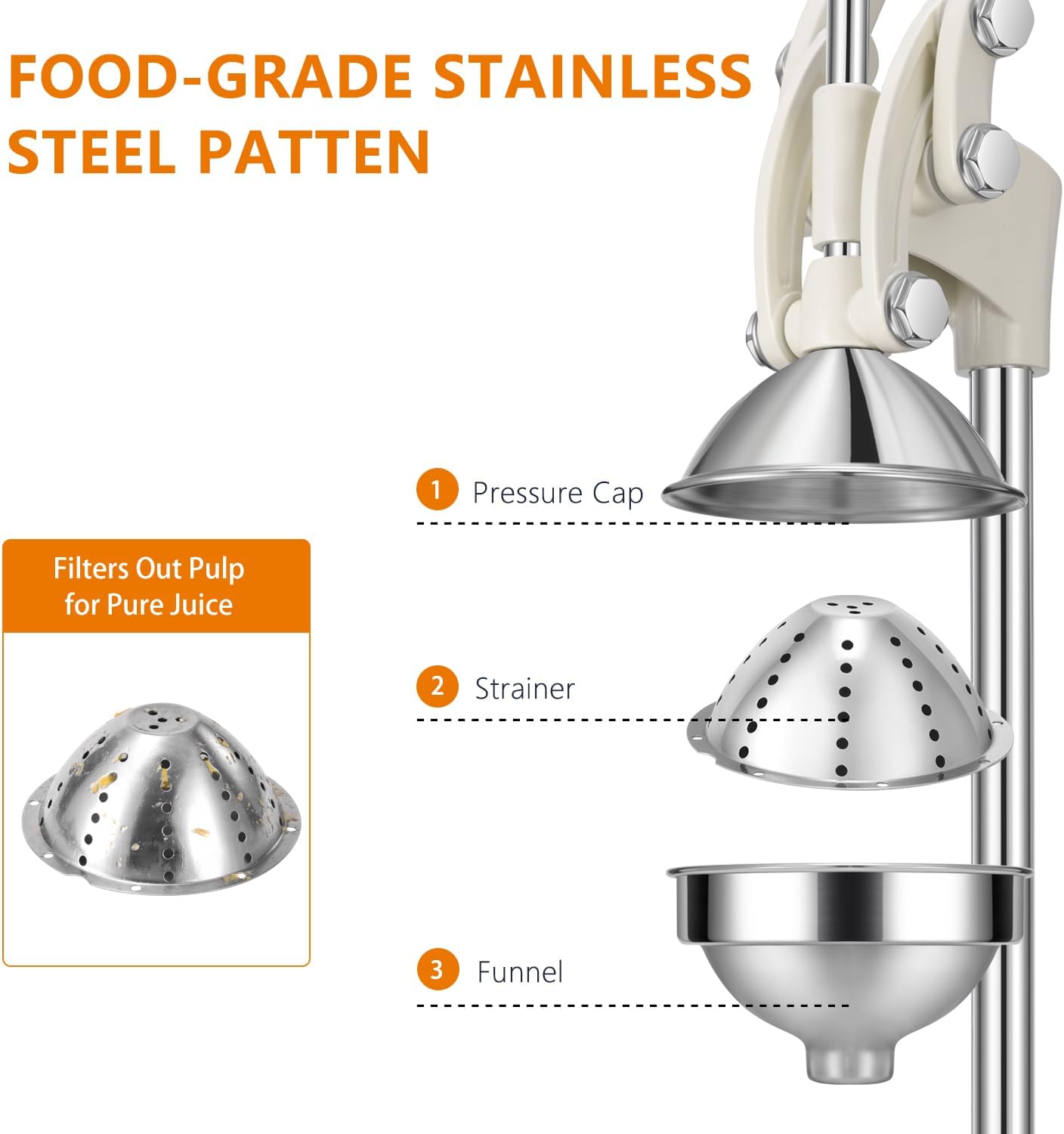 TONGCHANT Manual Juicer, Heavy Duty Cast Iron Juicer | Hand Press Juicer for Orange Lemon Lime Pomegranate & Citrus Fruits, High Leverage for Easy Juicing, Stainless Steel Cup, Easy to Clean, Black