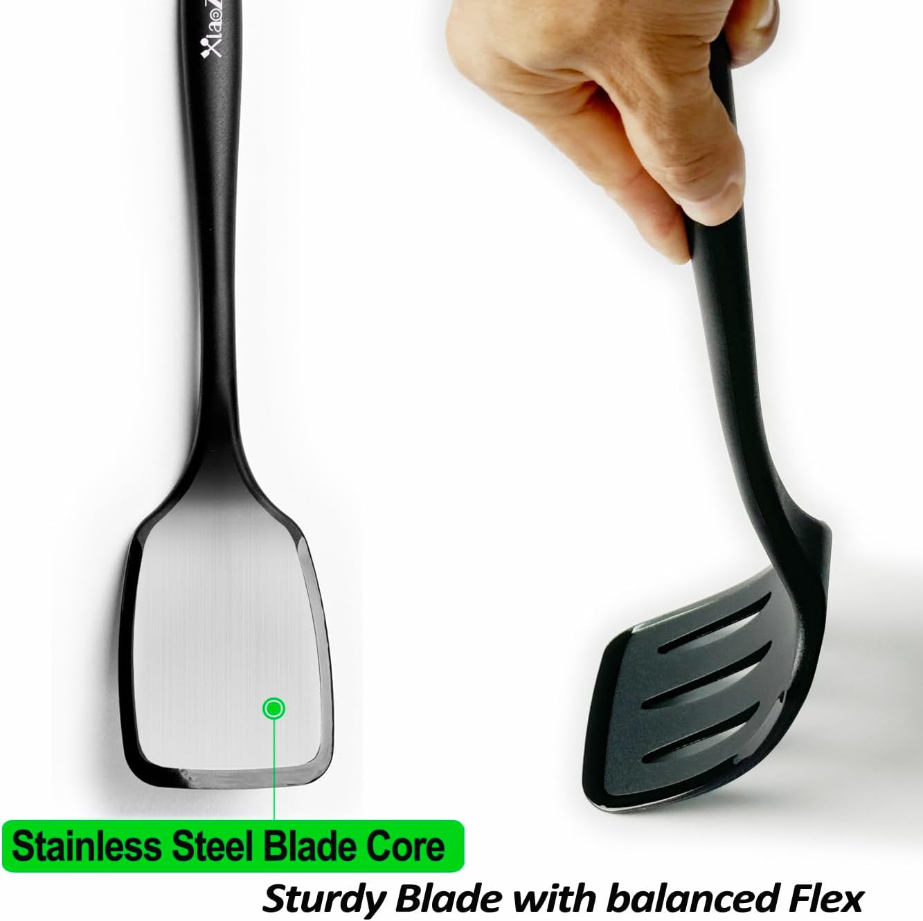 Silicone Spatula Turner Set, High Heat Resistant Spatulas with Seamless One Piece Design, Nonstick Rubber Flippers Utensils for Baking & Cooking,BPA-Free, Starry Blue,11IN