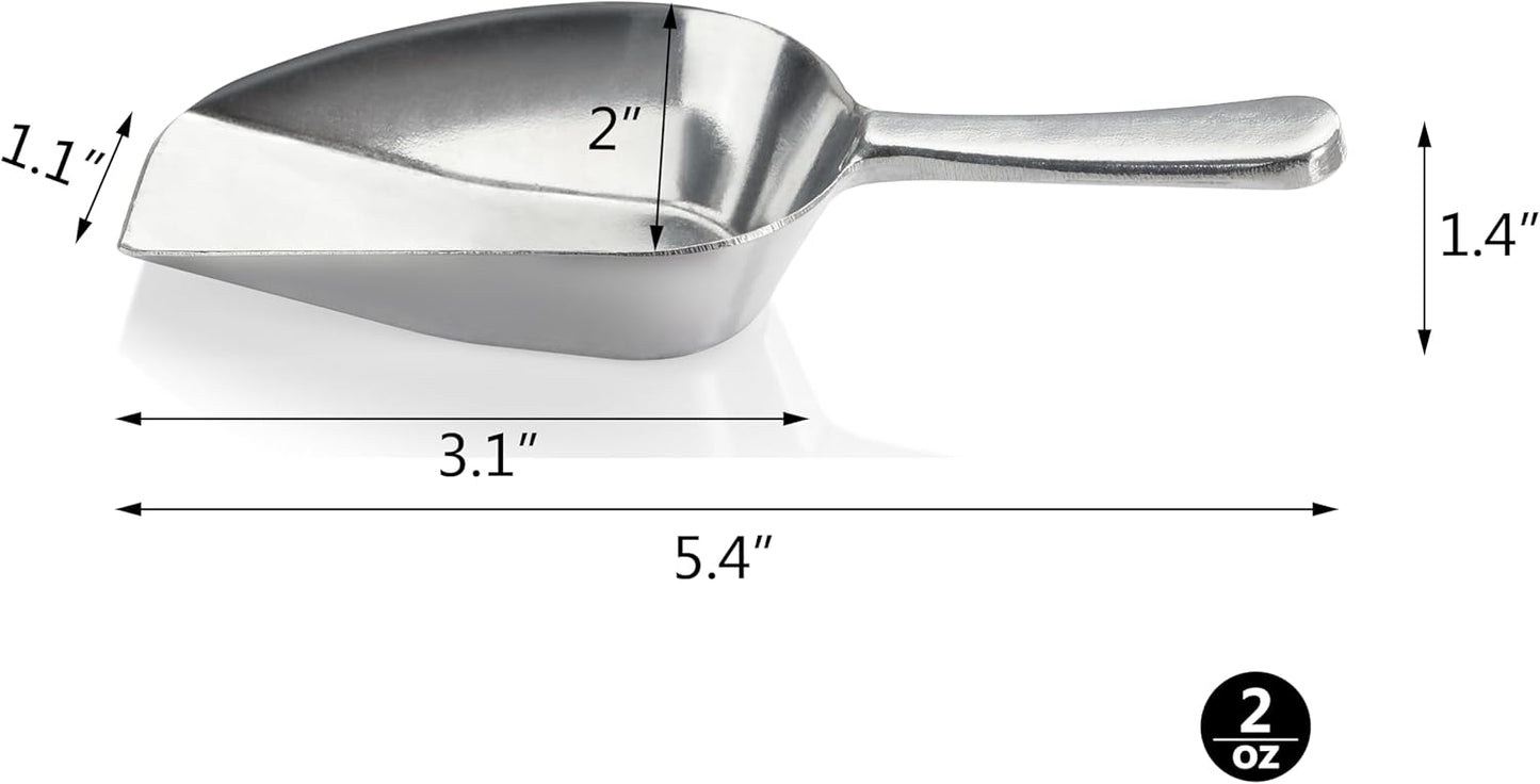 New Star Foodservice One-Piece Cast Aluminum Flat Bottom Bar Ice Flour Utility Scoop, 4-Ounce, Silver