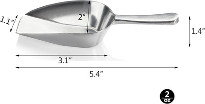 New Star Foodservice One-Piece Cast Aluminum Flat Bottom Bar Ice Flour Utility Scoop, 4-Ounce, Silver