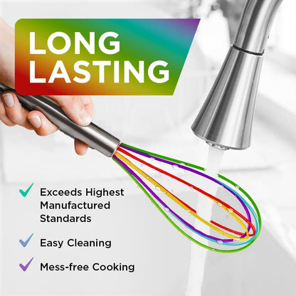 Silicone Whisk Set - Non-Scratch Set of 3 - Mini & Small Sizes - Stainless Steel Whisk - Cookware Wisking Tool