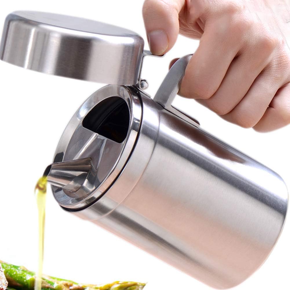 Olive Oil Dispenser, 550ML Stainless Steel Bottle with Lid, Leak Proof, Salad Dressing Storage, Cooking & BBQ