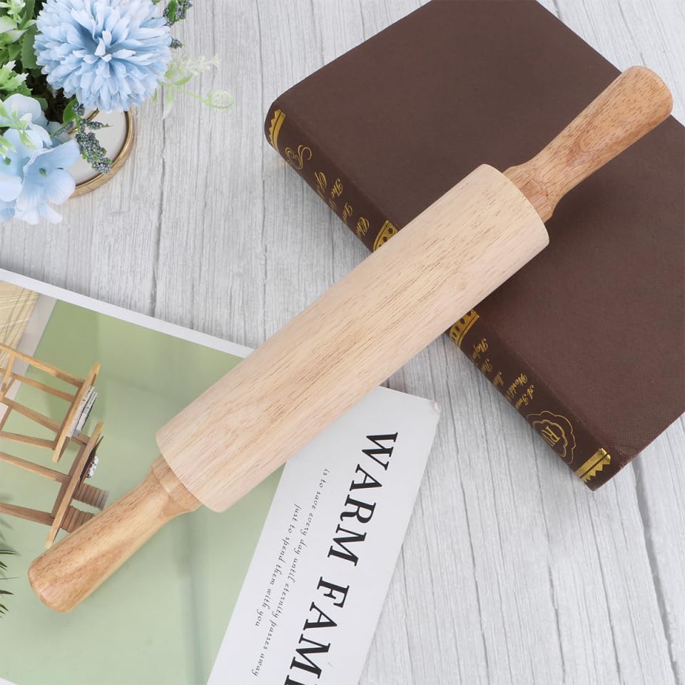 PRETYZOOM Wooden Rolling Pin 10.82In Dough Pastry Roller for Fondant Cake Noodle Baking Kitchen Supplies Small Size for Home and Professional Use