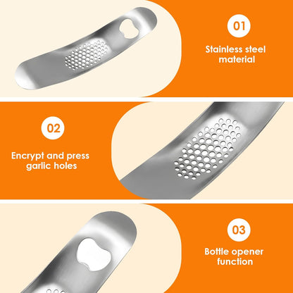 Garlic Press, Stainless Steel Garlic Mincer with Bottle Opener - Garlic Rocker Mincer Press Dishwasher Safe Compact & Durable Tool for Home Cooking