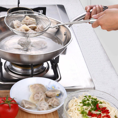 Stainless Steel Strainer Stainless Steel Spider Strainer, Ladle,Wire Skimmer with Spiral Mesh,Professional Grade Handle Skimmer, Kitchen