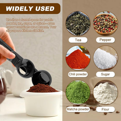 Coffee Scoop & Funnel for K-Cups Reusable, Coffee Spoon with Slide Scoop Measuring Scoo p with Funnel for Filling Water Bottles for Ground Coffe e Protein Powder without Spilling