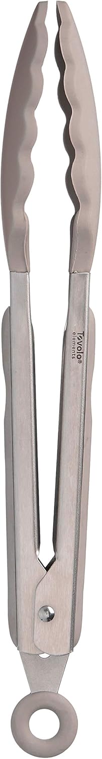 Tovolo Stainless Steel Tongs with Silicone Tip Set 9" 12" with Easy Lock Mechanism for Grilling Air Fryer Cooking Serving Salad, Heat Resistant Silicone Tipped Kitchen Tongs Sangria Red Black