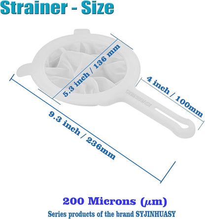 Kitchen Ultra-Fine Nylon Mesh Strainer Food Yogurt Mesh Sieve Plastic Mesh Colander with Handle Mini Brine Shrimp Separation Net for Filtering Juice Juice Milk Honey (400Mesh)