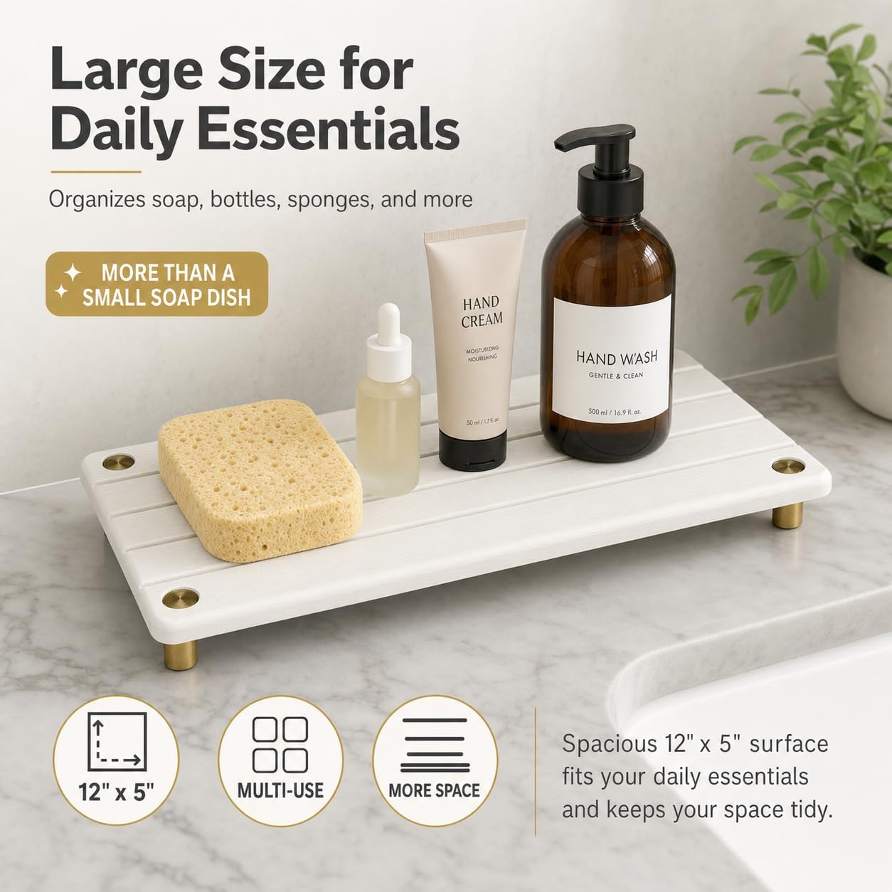 Sink Caddy Kitchen Sink Organizer, Water Absorbing Stone Tray for Sink,Diatomite Bathroom Counter Tray,Faucet Drying Mat Protector Coaster Soap Dish Rack Riser Vanity Dispenser Sponge Holder,10" x 4"