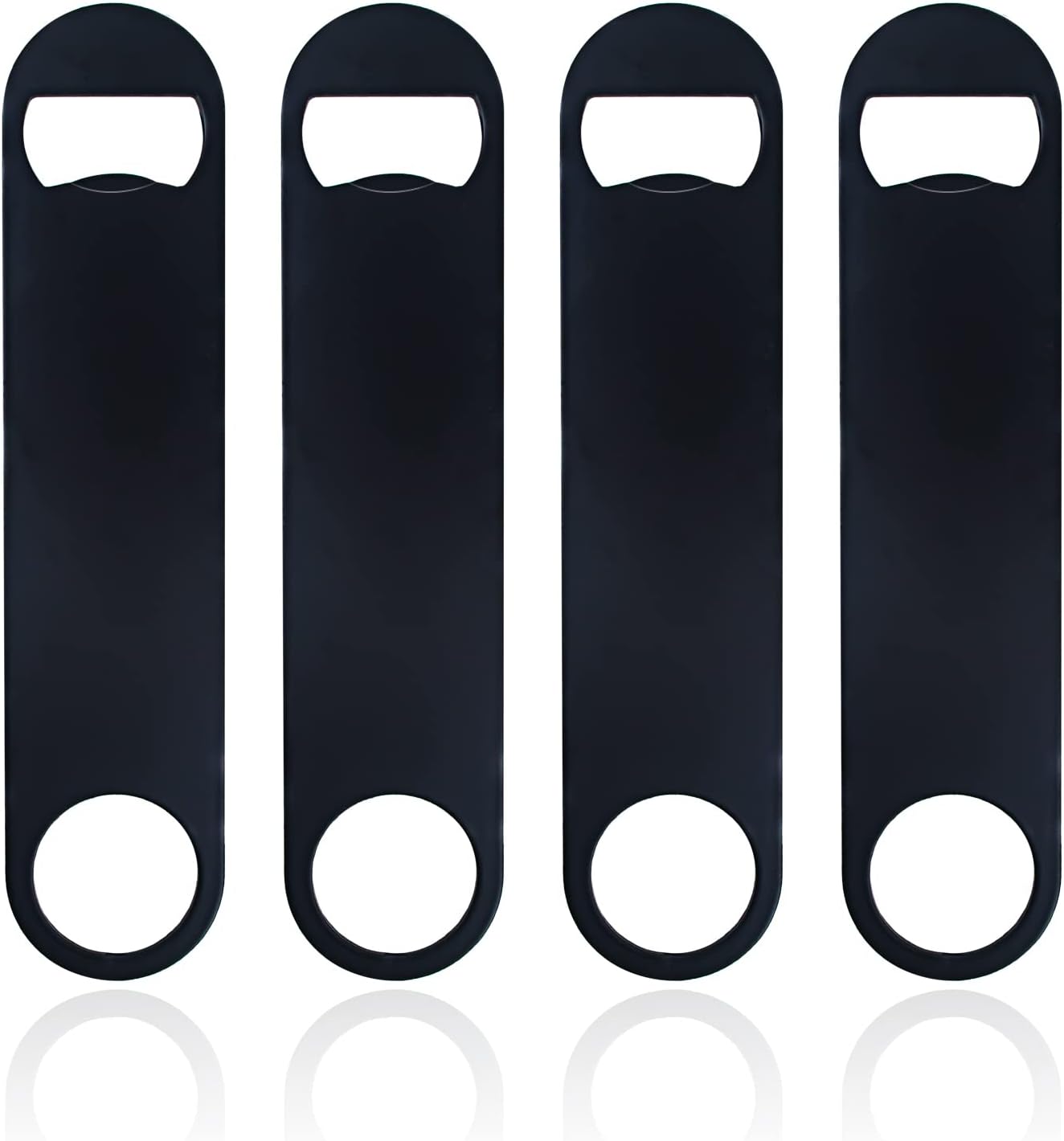 KTOJOY 4 PACK Stainless Steel Flat Bottle Opener, Beer Bottle Opener, 7inch, with Exquisite Packaging, for Kitchen, Bar or Restaurant, Black,