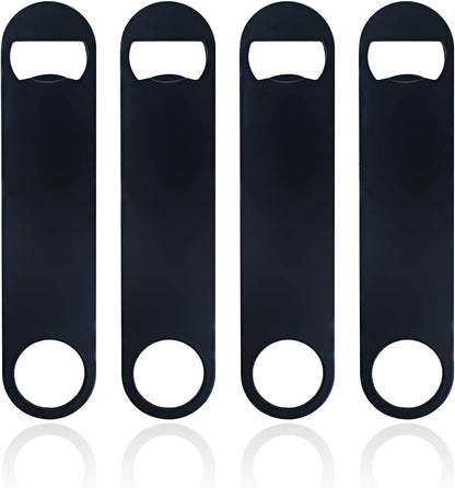 KTOJOY 4 PACK Stainless Steel Flat Bottle Opener, Beer Bottle Opener, 7inch, with Exquisite Packaging, for Kitchen, Bar or Restaurant, Black,