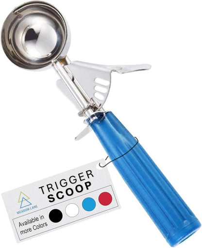 Meadow Lane Trigger Scoop - #24 Size (2-in Diameter) 2.7 Tbsp Capacity, Stainless Steel, Portion Control, Ice-cream & Cookie Dough Scoop, Black