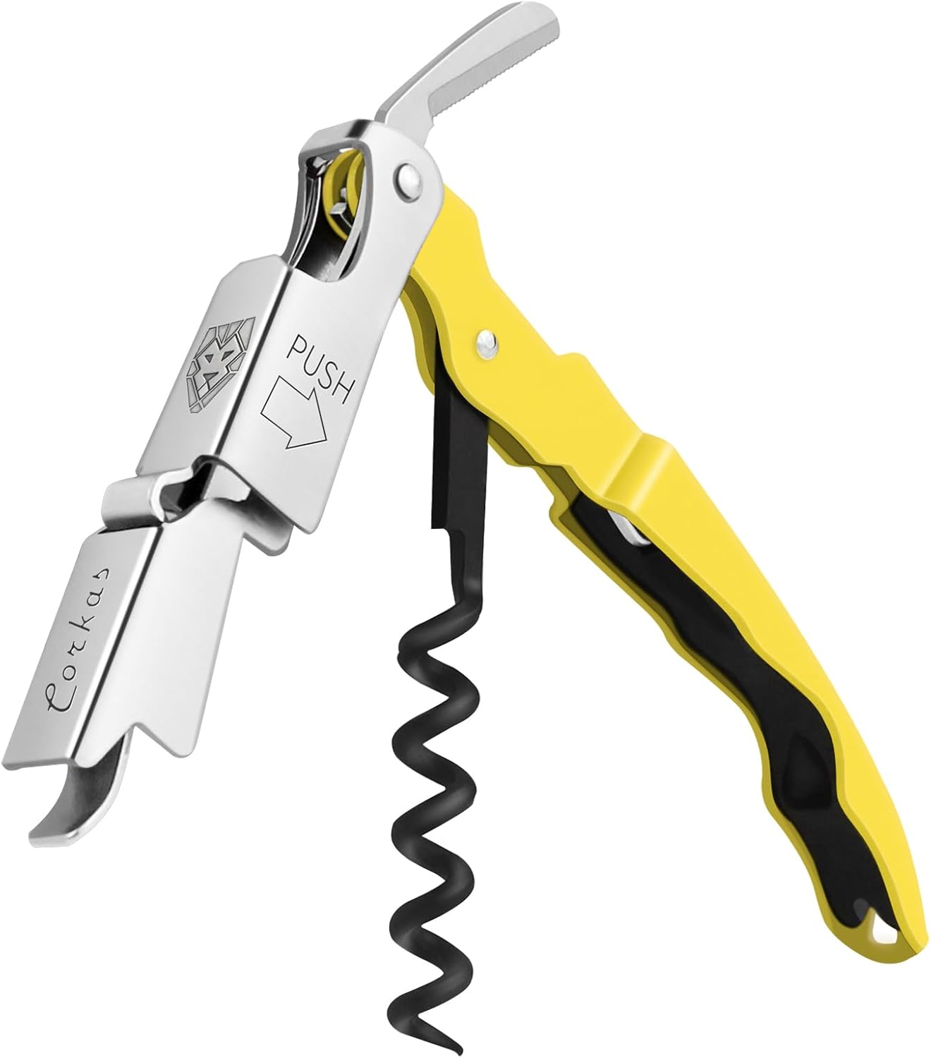 CORKAS Wine Key - Professional Handcrafted Heavy Duty Waiter Corkscrew, Compact Wine Opener with Double Hinged, Foil Cutter and Bottle Opener, Gifts for Servers, Sommelier, Bartenders - Red
