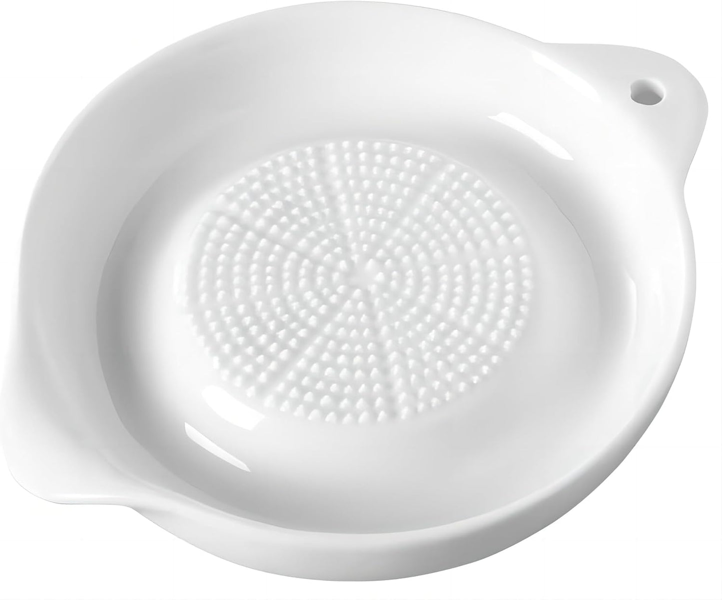 1 Pack Advanced Ceramic Grater Plate for Ginger, Garlic, Onion, Cheese, Lemon, Chocolate, Vegetables and Fruits in Kitchen, White, 4 Inches