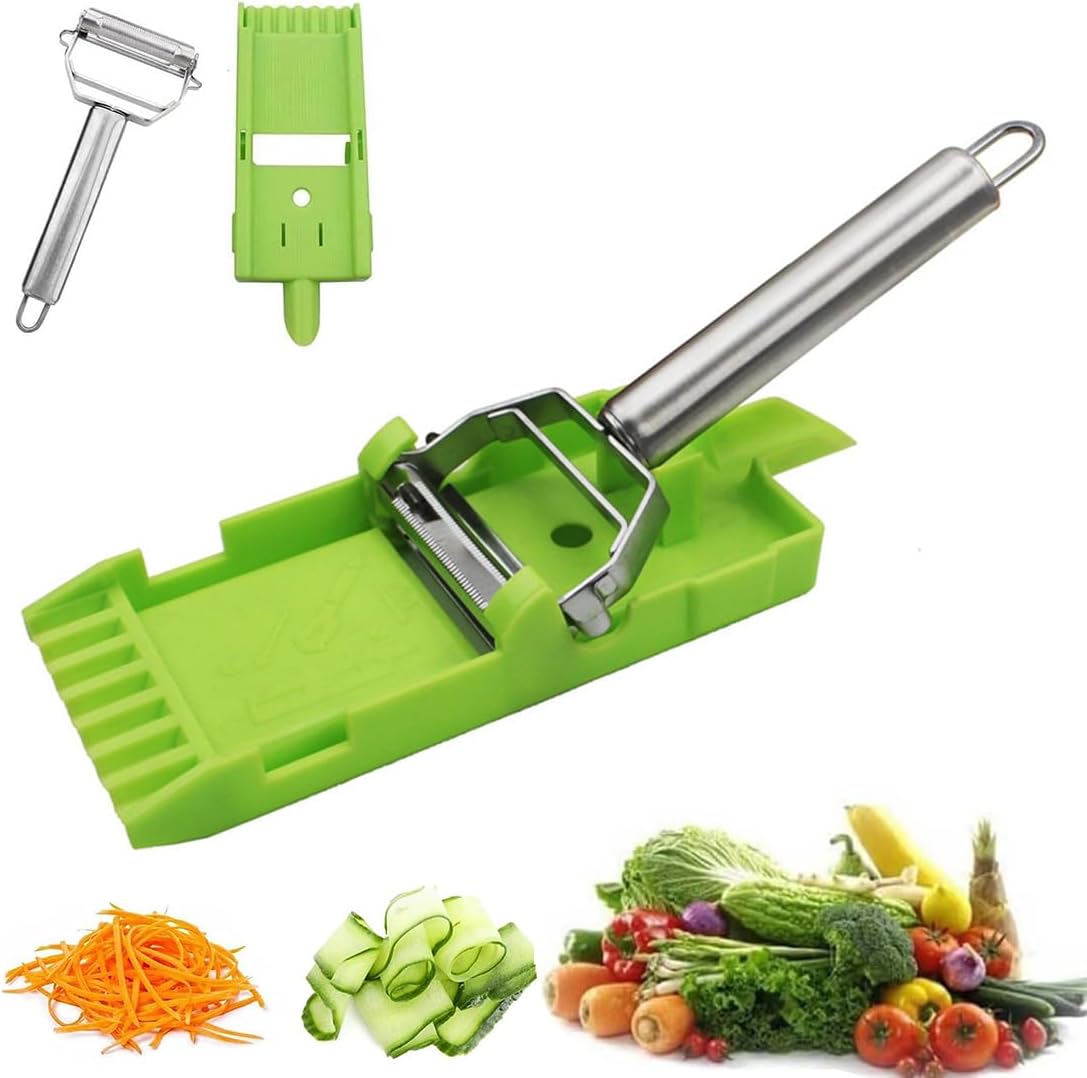 Multi Double Knife Peeler, Multi Peeler Double Blade, Multi Double Knife Peeler with Grating Plate, Julienne Strips for Potato, Orange, Lemon, Fruit, and Vegetable, Vegetable Peeler