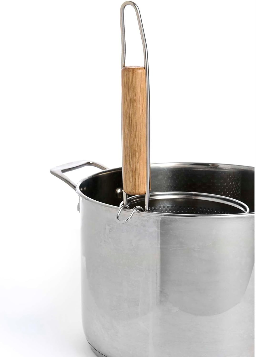 Helen's Asian Kitchen Spider Strainer, 5-Inch Stainless Steel Mesh Basket With Bamboo Handle, For Noodles, Dumplings, Wontons, Deep Frying, And Draining Tasks