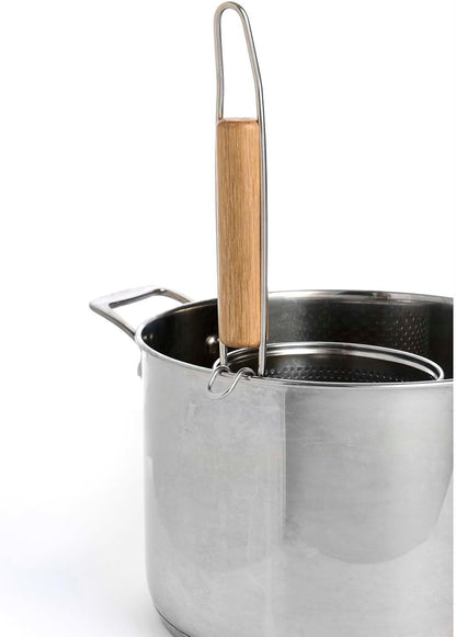 Helen's Asian Kitchen Spider Strainer, 5-Inch Stainless Steel Mesh Basket With Bamboo Handle, For Noodles, Dumplings, Wontons, Deep Frying, And Draining Tasks