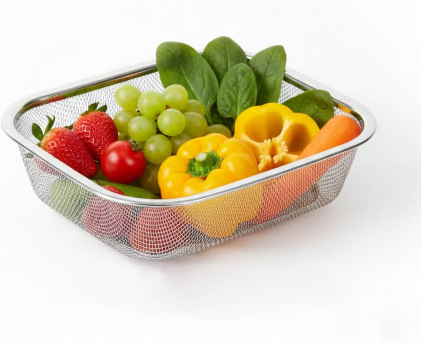 18/8 Stainless Steel Colander Strainer for Kitchen, Rectangular Colander for Pasta, Vegetables, Fruits, Rustproof & Dishwasher Safe (13.0 x 7.1 x 2.2 inch)
