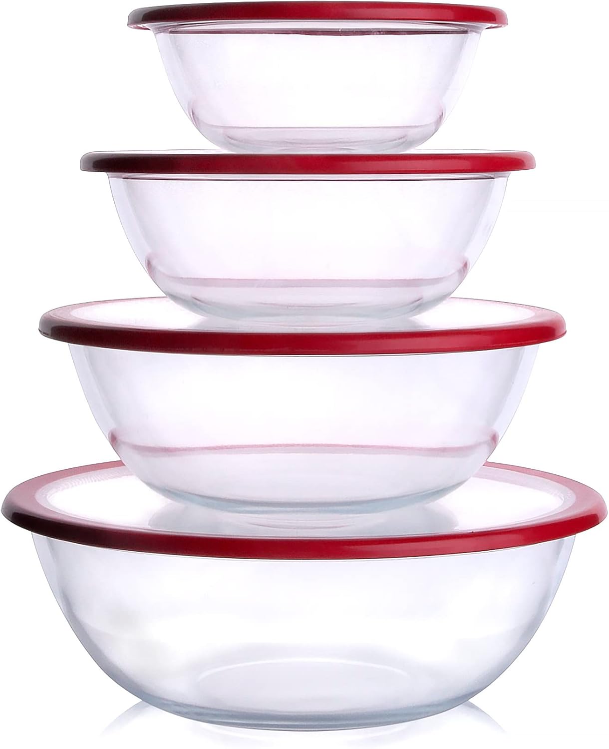 4.5L Round Glass Mixing Bowl with Lids, Glass Salad Bowls with BPA free cover. Oven, Microwave and Dishwasher Safe.