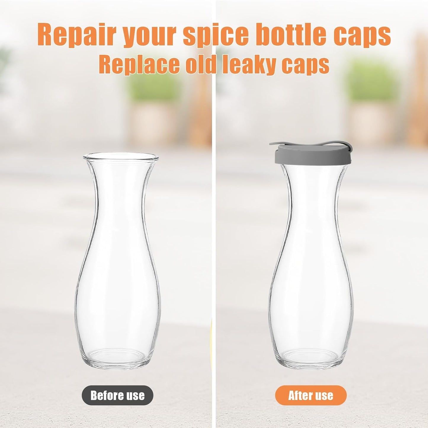 2pcs Replacement Lids for Good Seasons Salad Dressing Cruet Bottle, Silicone Lids Leakproof & Airtight Fit Compatible with Good Seasons Glass Cruet Container (Black)