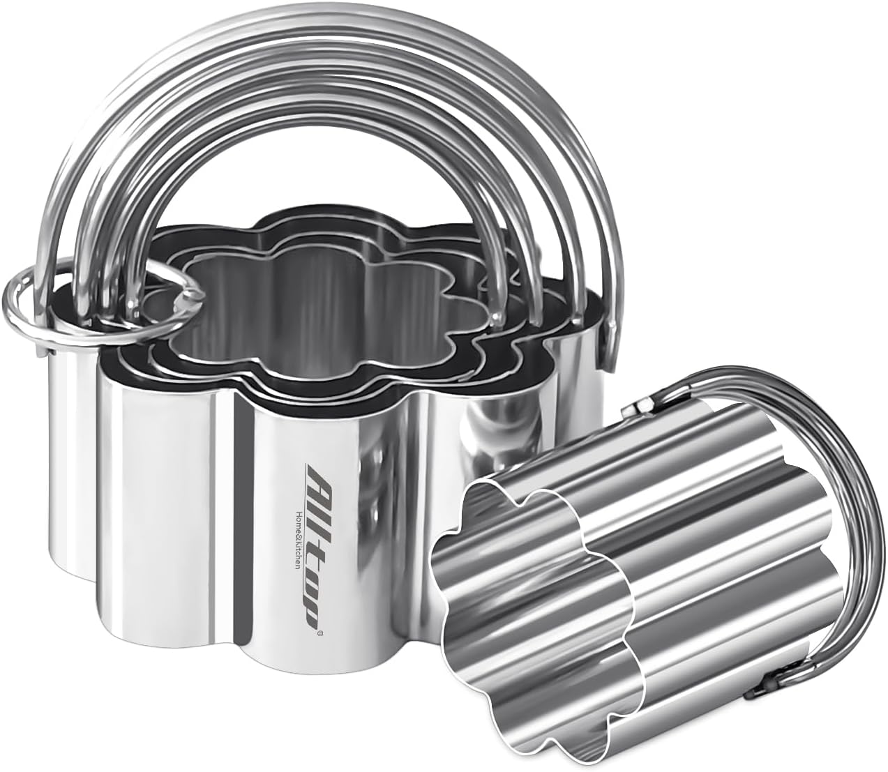 ALLTOP 5 Pieces Biscuit Cutter with Handle, Stainless Steel Baking Essential Tool for Effortless Square Cookie Shaping,Pastry,Cake Decoration Creation–Precise Cut Utensil for Dumpling,Scone, Donut