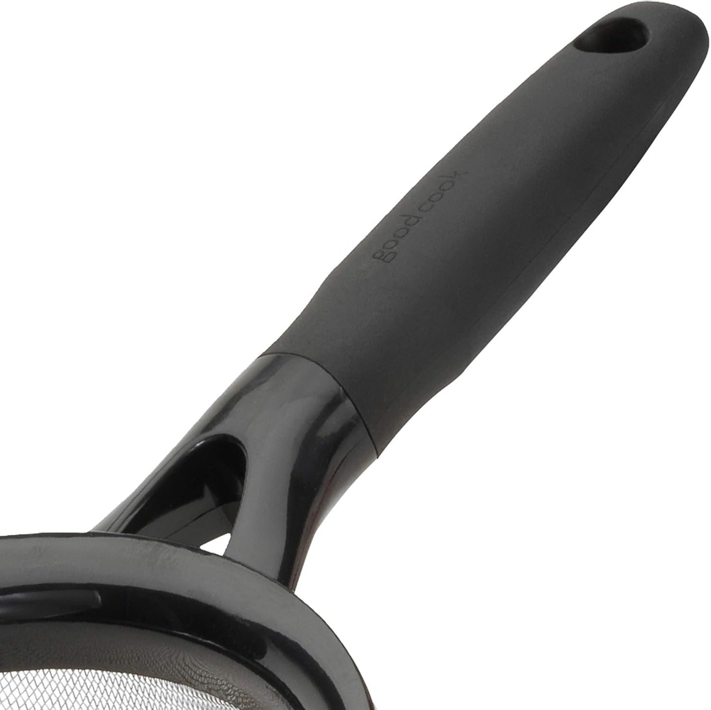 GoodCook Touch 8-In Stainless Steel Wire Mesh Strainer with Non-slip Grip Handle, Black