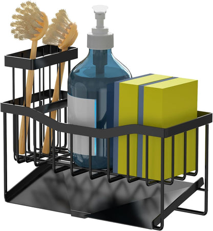 Fssvcd Maifan Sink Caddy Sponge Holder for Kitchen with Brush Holder and Stainless Steel Self Drain Tray, Rustproof Kitchen Sink Organizer for Sponge, Soap Dispenser Storage Accessories