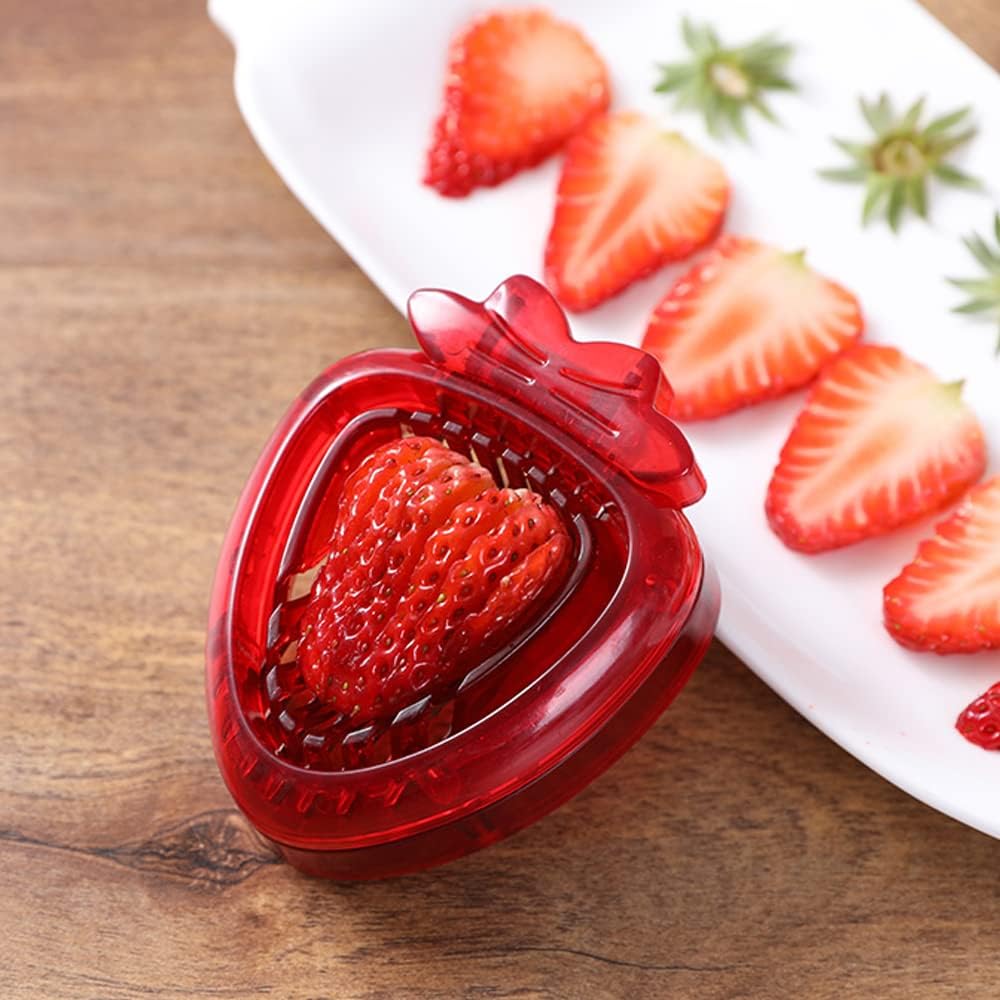 2 PACK Stainless Strawberry Slicer - Fruit Cutter Set for Dessert Cups, Cake Stand Decorations, Homemade Bread Decor
