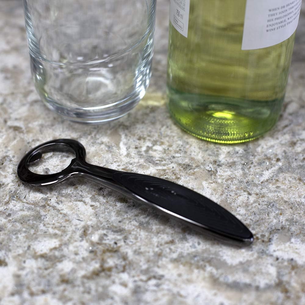 HomeBasics Wine Opener – Premium Zinc Plated Steel Wing Corkscrew – Black Onyx