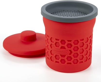 Prep Solutions Heat-Resistant Silicone Grease Strainer & Keeper - 2 Cup Capacity, Red