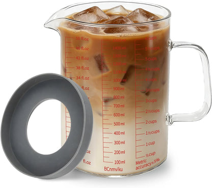 BCnmviku Glass Measuring Cups High Borosilicate 500ML 2CUPS [Insulated Handle | V-Shaped Spout]For Prepping Baking and Cooking Preheated Oven Dishwasher Freezer and Microwave Safe