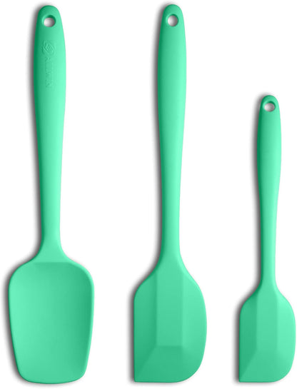 Silicone Spatulas Set Turners Tongs Cooking Utensils Set High Heat Resistant Kitchen Scraper Spatulas for Cooking Mixing Baking BPA Free Dishwasher Safe, Black