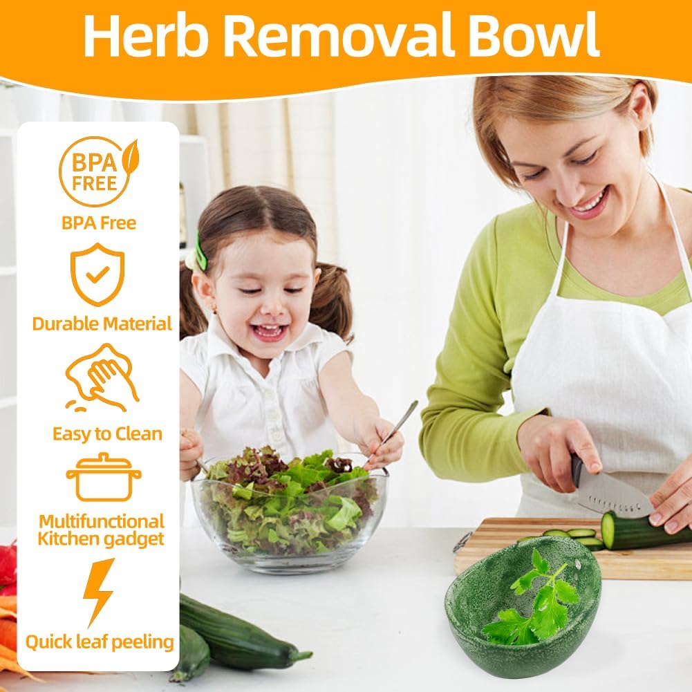 Herb Stripper Bowl with Four Sizes Holes, Herb Stripper, Ceramic Handmade Herb Stripper Tool, Herb Peeler for Kale, Thyme, Basil, Rosemary Separating Leaves and Stems(Green)