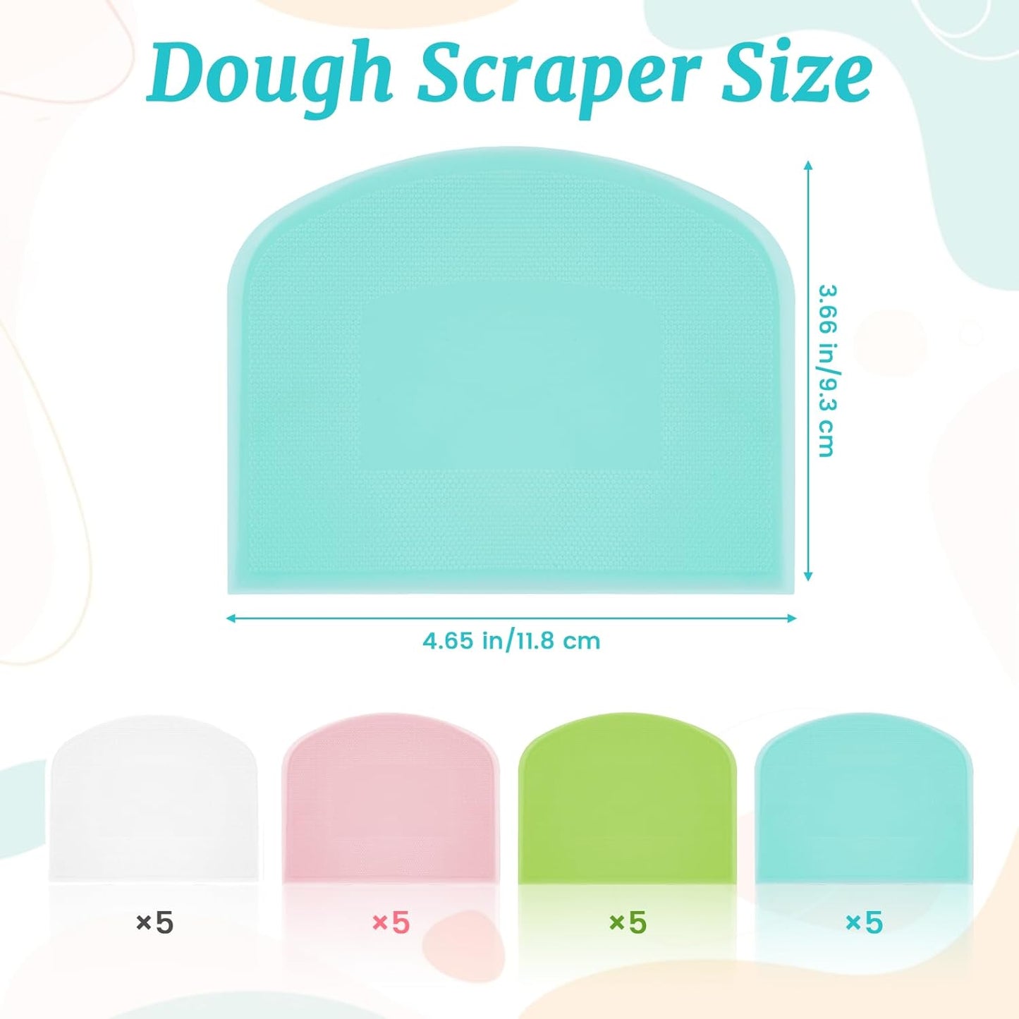 20 Pcs Plastic Dough Scraper, Sourdough Bread Baking Supplies, Multipurpose Flexible Dough Cutter Bowl Scraper Tool, Baking Bench Scraper Kitchen Tools for Cake Bread Pizza Pastry Icing Fondant