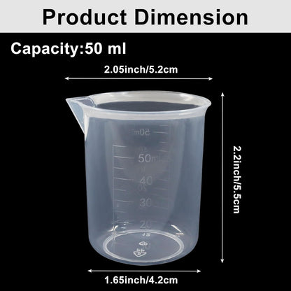 4 Pcs 50ml / 100ml /150ml /300ml Capacity Clear Measuring Cup, Transparent Lab Liquid Mixing Cups, Plastic Graduated Beakers for Kitchen Cooking Medicine Measure Tool