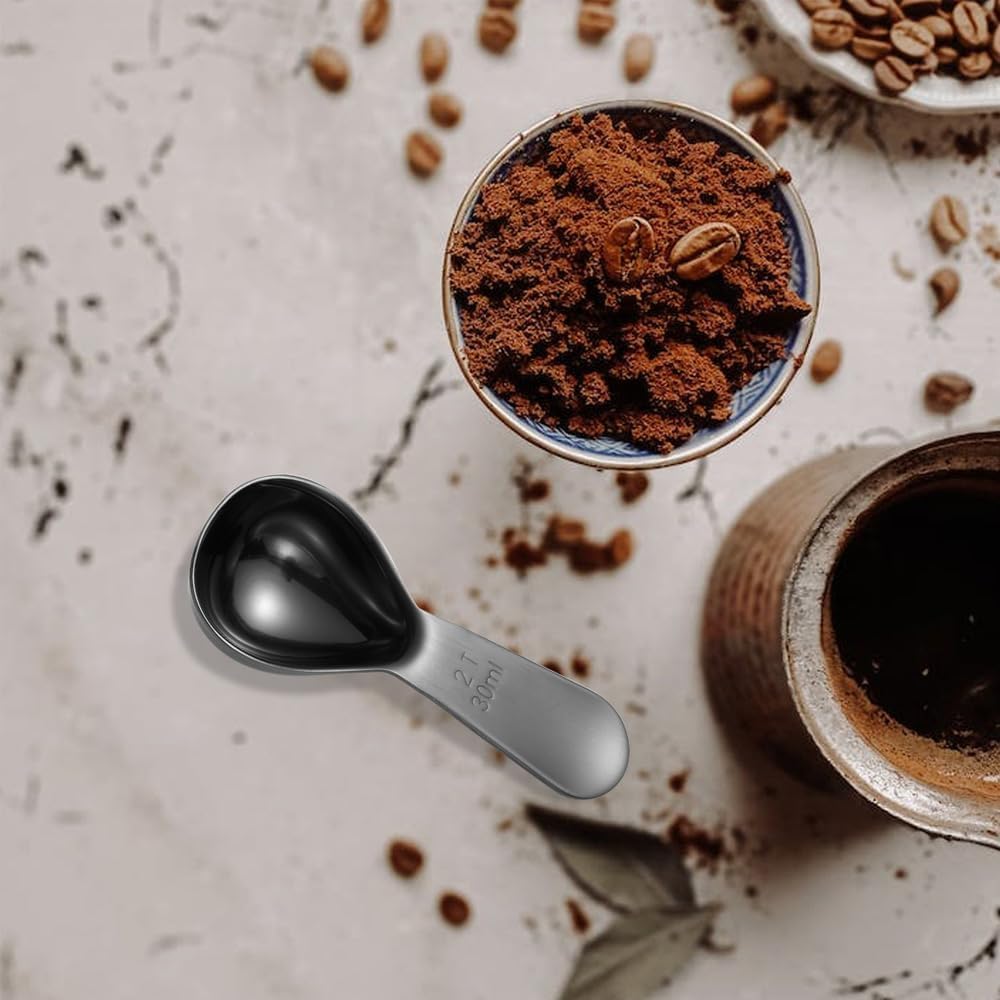 Coffee Scoop, 2 Tablespoon Stainless Steel Measuring Spoon, Exact Measuring Spoon for Ground Coffee, Tea, Sugar, Bean in Canister (30ml, Sliver)
