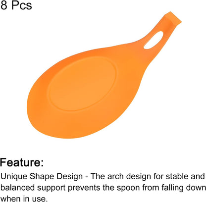 uxcell Silicone Spoon Rest, 7.68" x 3.74" Heat Resistant Kitchen Utensil Holder Spatula Ladle Rest for Counter Stove Top, Black 8Pcs