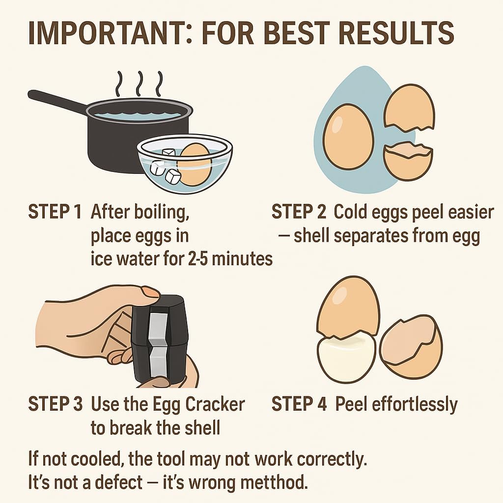 Egg Shell Opener 2-in-1 Egg Cracker & Peeler – Opens Raw Eggs & Peels Hard Boiled Eggs in Seconds – No-Mess Kitchen Gadget for Easy Egg Prep (black)