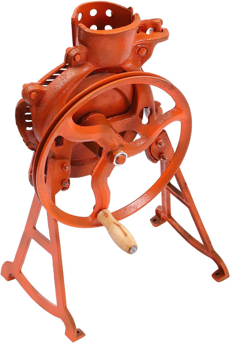 Manual Corn Thresher Hand Corn Sheller with Wooden Handle, Hand Corn Sheller Heavy Duty Shelling Machine Corn Thresher & Peeling Peeler Corn Cob Stripper Tool (orange)
