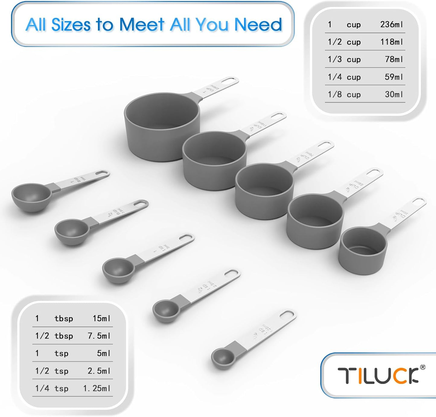 TILUCK Measuring Cups & Spoons Set, Stackable Cups and Spoons, Nesting Measure Cups with Stainless Steel Handle, Kitchen Gadgets for Cooking & Baking (Green)
