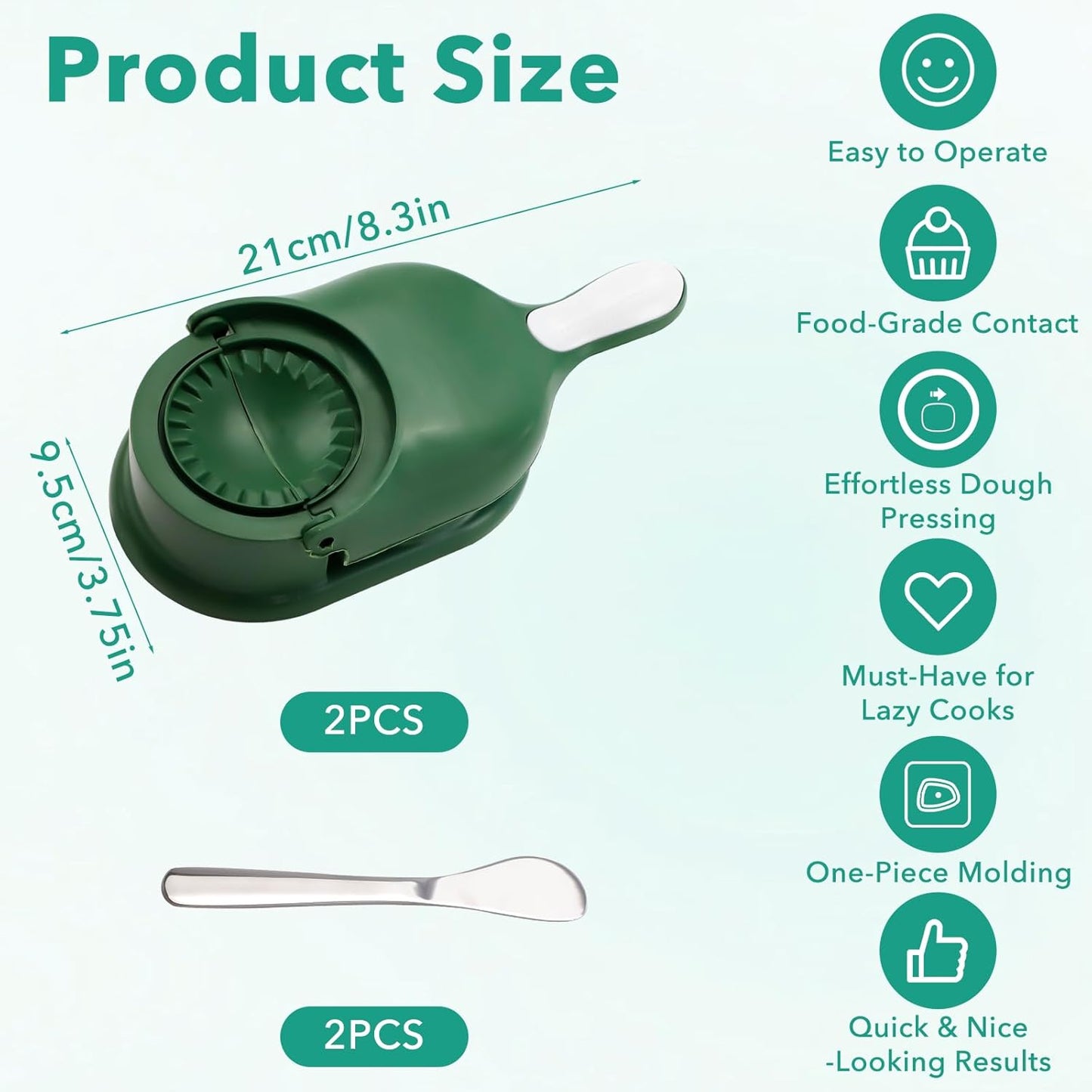 2PCS 2 In 1 Dumpling Maker, Empanada Maker Press with 2 Spoon Pierogi Maker Kitchen Press Ravioli Mold Manual Pastry Dumpling Wrapper Machine for Chinese Food, Perogies, Pierogi, Hand Pie